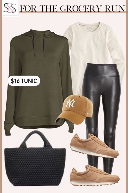 Earth tone, tunic with faux, leather leggings, and Nike sneakers go great with shoulder bag

#LTKstyletip #LTKFind #LTKU