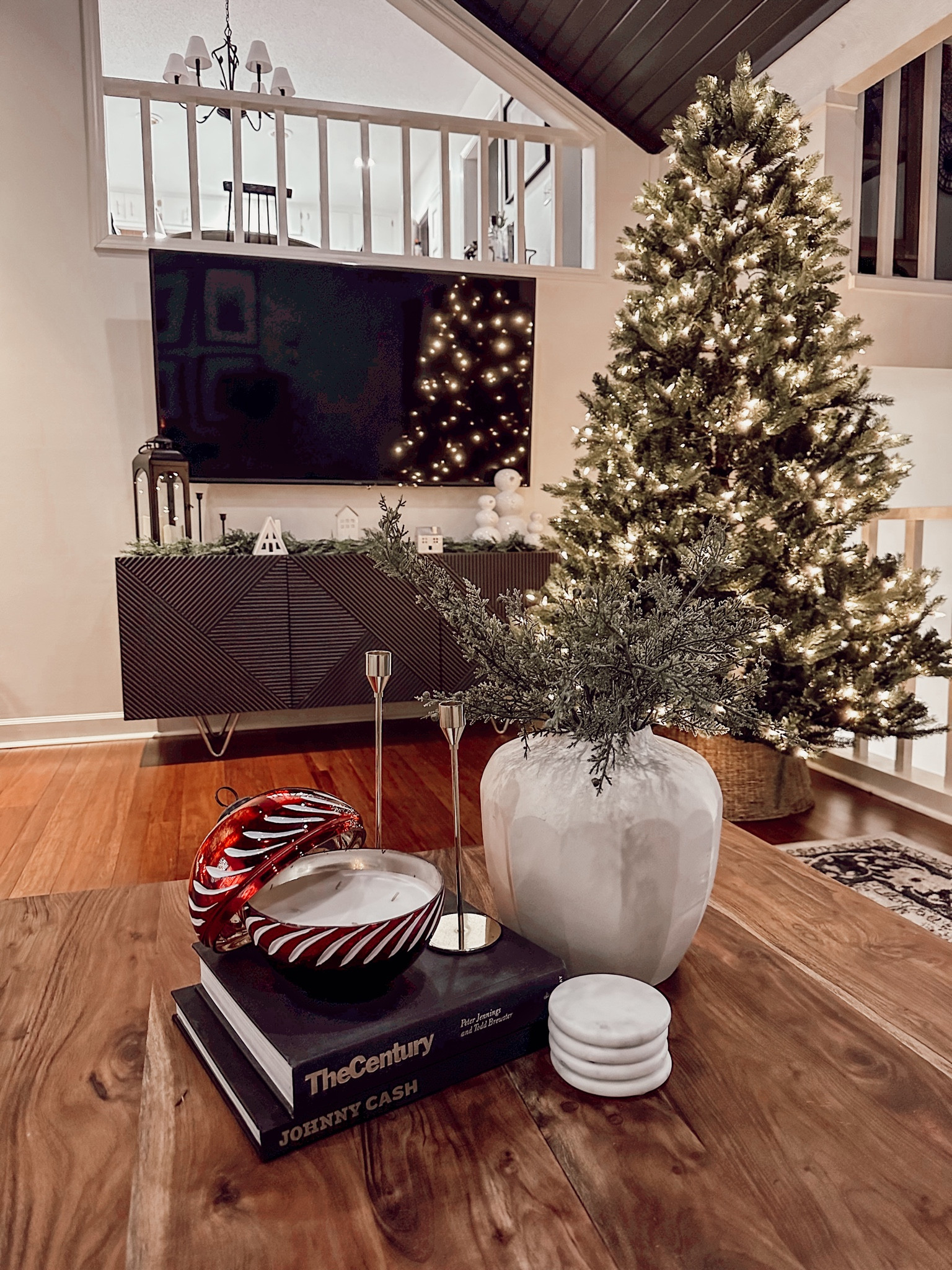 Holiday Coffee Table - Christmas Table Decor - Coffee Table - Ornament Candle - Coffee Table Styling 

#LTKSeasonal #LTKhome #LTKHoliday