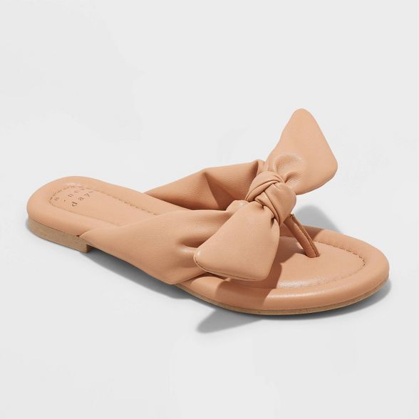 Women&#39;s Adley Bow Flip Flop Sandals - A New Day&#8482; Tan 5.5 | Target