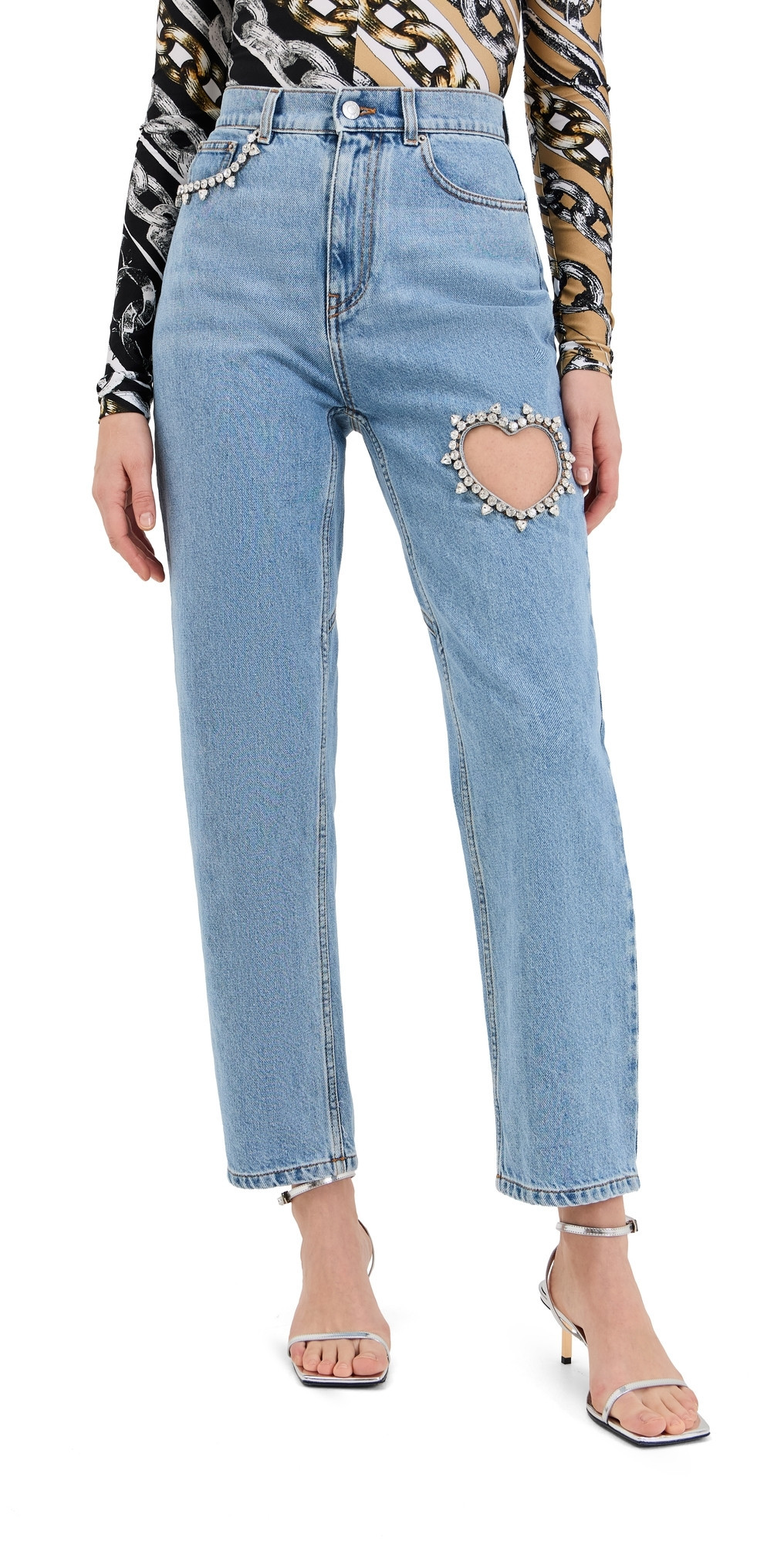 AREA Crystal Heart Jeans Light Blue 28 | Shopbop