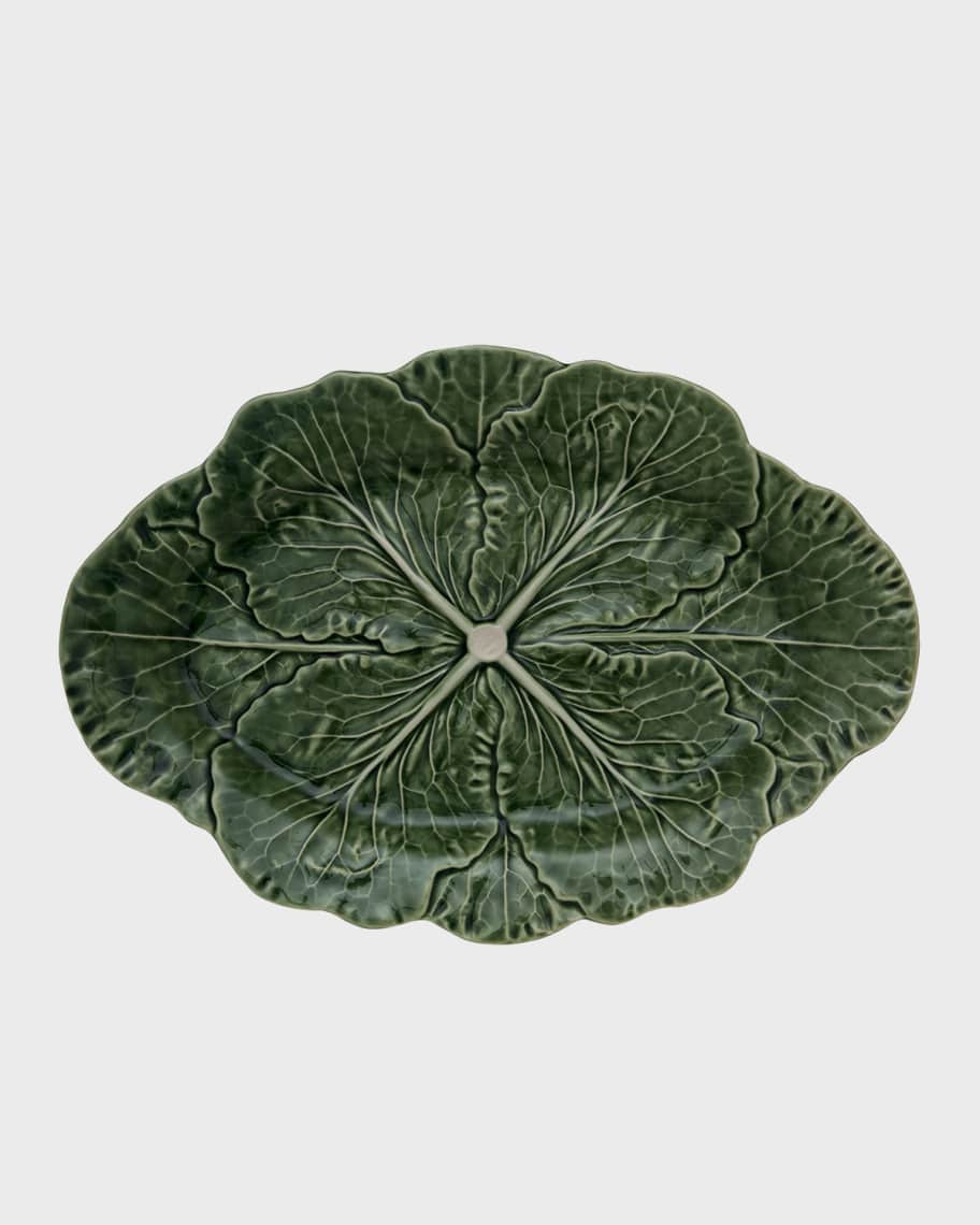 Bordallo Pinheiro Cabbage 15" Oval Platter, Green | Neiman Marcus