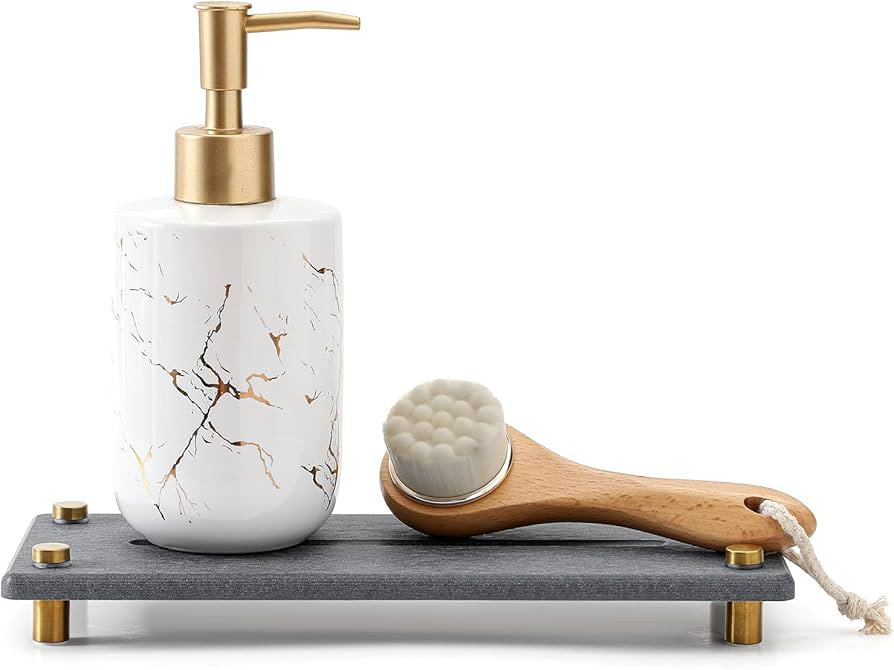 Kitchen Sink Caddy Water Absorbing Stone Drying Tray, Diatomite Bathroom Sink Organizer, Faucet C... | Amazon (US)