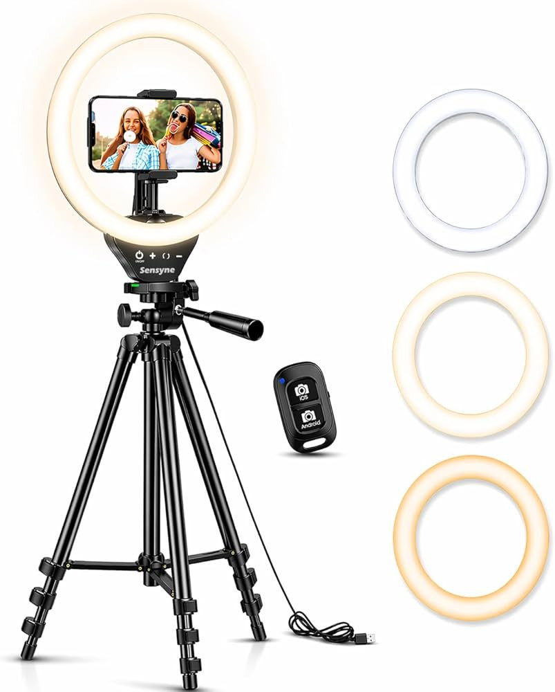 Sensyne Ring Light with Stand, 50" Phone Tripod for iPhone & Android, LED Ring Light with Remote,... | Amazon (US)