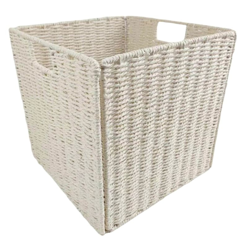 Collapsible Paper Rope Storage Cube, Beige | At Home