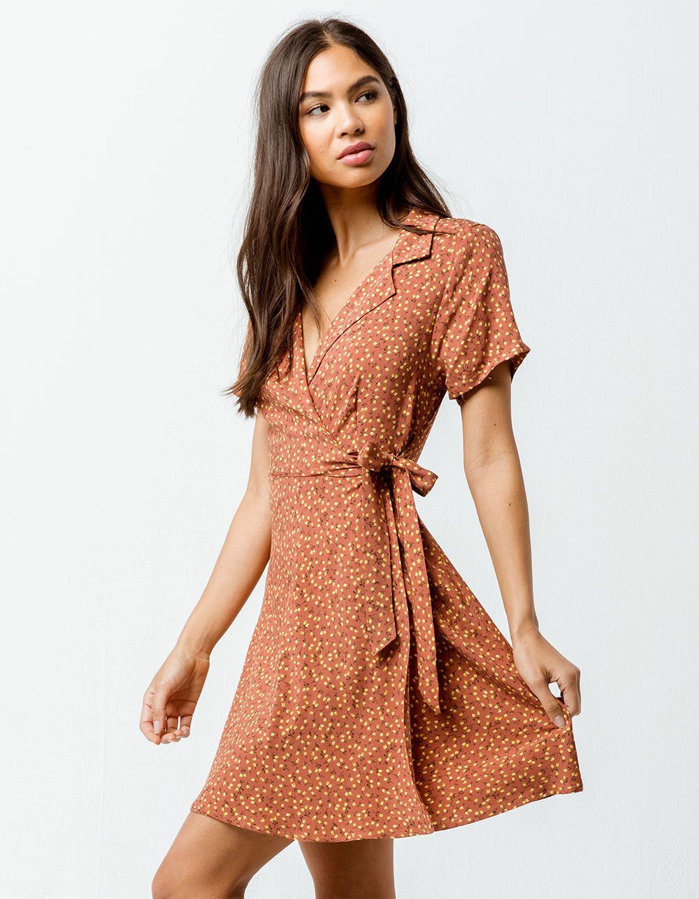 GYPSIES & MOONDUST FLORAL WRAP DRESS | Tillys