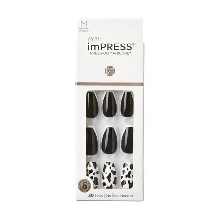 KISS imPRESS No Glue Needed Press On Nails Design Cowgirl Black Medium Coffin 30 Count | Walmart (US)