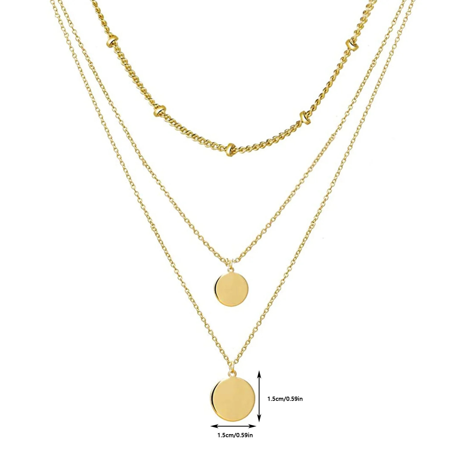 xinqinghao 3 layered necklaces for women, layering choker necklace handmade layered coin disc nec... | Walmart (US)