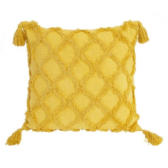 18"x18" Sally Knit Cotton Tassel Square Throw Pillow - Decor Therapy | Target