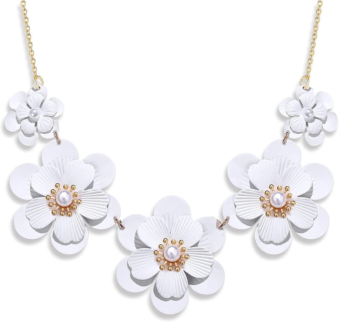 Boho Choker Necklace for Women Cute Flower Collar Necklace Statement Chunky Pearl Charm Summer Be... | Amazon (US)