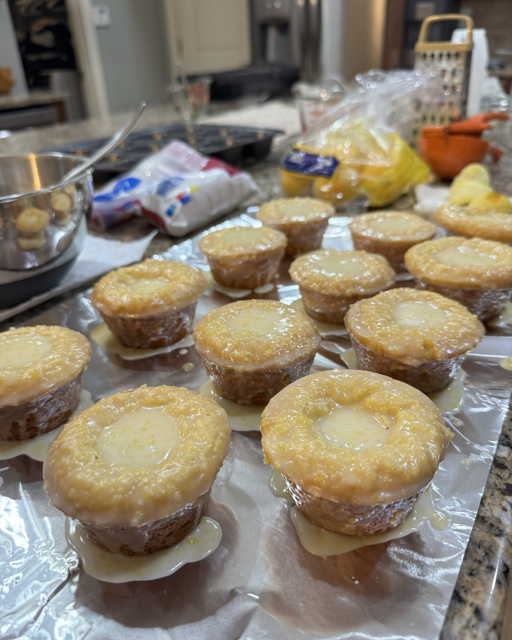 Lemon blossoms for dessert this week 🍋

These are so easy and so good! 

Recipe:
Yellow cake mix
Lemon pudding mix
4 eggs 
3/4 c vegetable oil 

Glaze:
2 tablespoons lemon zest 
2 c confectionery sugar 
Juice of 2 lemons 
1 Tablespoon of water (add more if need smoother consistency) 

After cupcakes are done dip them in glaze while still warm and then let sit then devour 🤤

#LTKmomlife #LTKfoodie #LTKstorytime