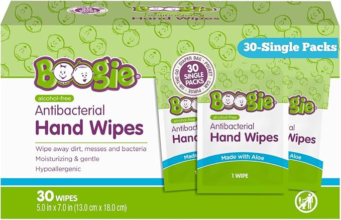 Boogie Antibacterial Hand Wipes, Alcohol Free, Hypoallergenic and Moisturizing Aloe, For Kids and... | Amazon (US)