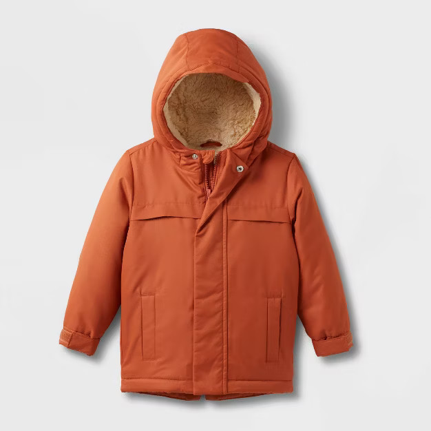 Baby Long Sleeve Parka Jacket - Cat & Jack™ Dark Orange 18M | Target