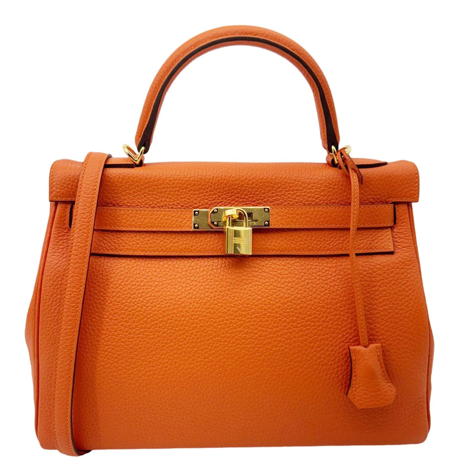 Pre-Owned Hermes Kelly 28 Togo Leather Shoulder Bag Orange | Walmart (US)