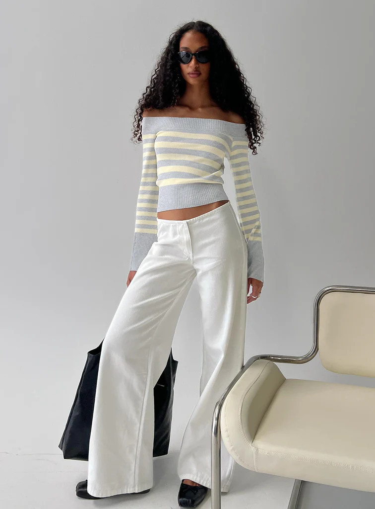 Hereos Mid Rise Baggy Leg Jeans White | Princess Polly US