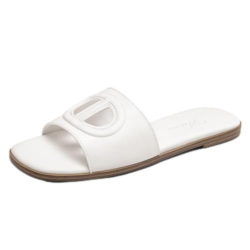 Athlefit Women's Flat Sandals Dressy Comfortable Slip On Fashion Slides Square Open Toe Summer Be... | Amazon (US)