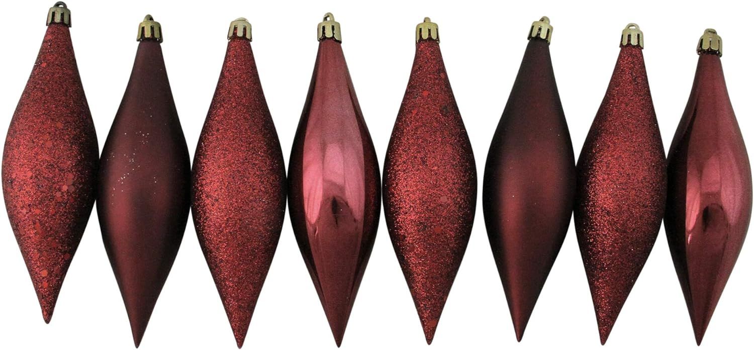 Northlight 8ct Burgundy Shatterproof Finial Drop Christmas Ornaments 5.5" | Amazon (US)