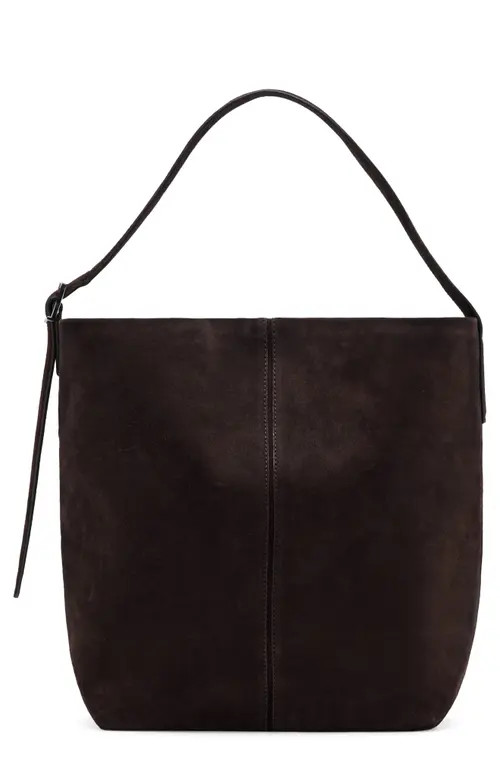 MANGO Large Suede Bucket Bag in Chocolate at Nordstrom | Nordstrom
