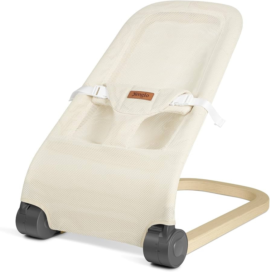 Baby Bouncer, Portable Infant Bouncer Seat for Babies, Newborn Bouncy with Mesh, Foldable, Beige | Amazon (US)
