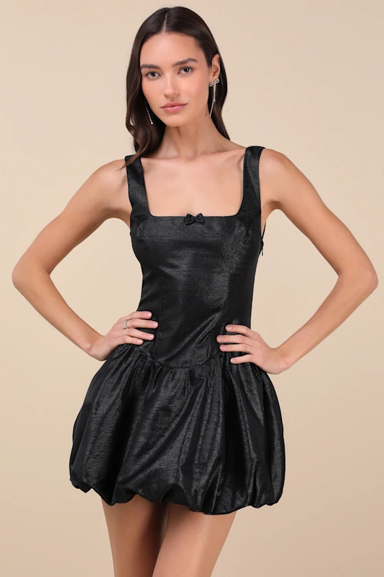 Clemens Black Bubble-Hem Mini Dress | Lulus
