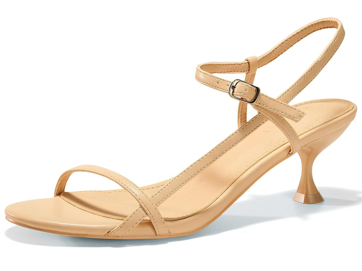 Coutgo Womens Strappy Heeled Sandals Kitten Low Heel Open Toe Ankle Strap Party Wedding Dress Sho... | Amazon (US)