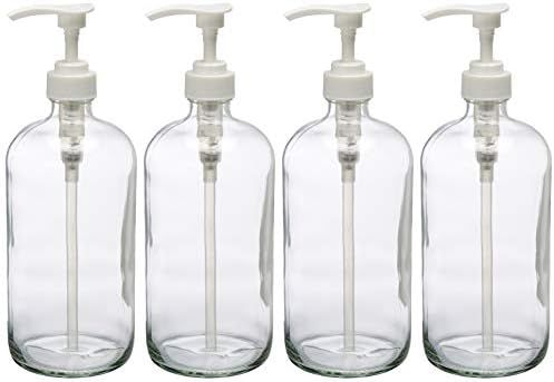 32 Ounce Large Clear Glass Boston Round Bottles with White Pumps. Great for Lotions, Soaps, Oils,... | Amazon (US)