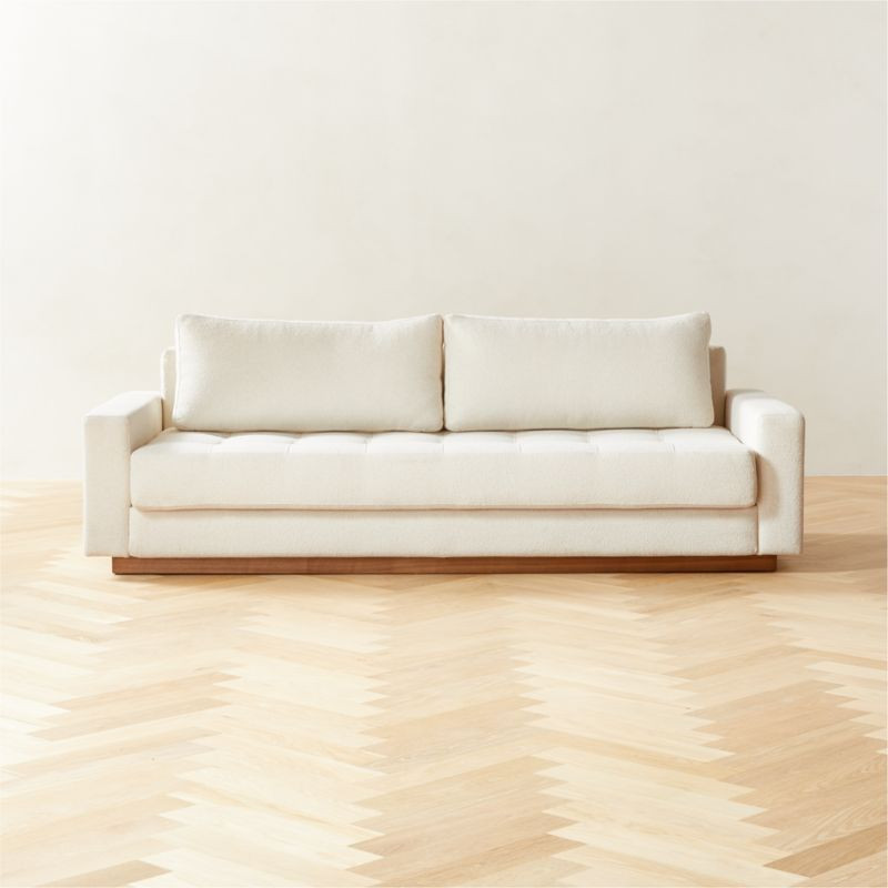 Claremont Modern White Boucle Sleeper Sofa Queen + Reviews | CB2 | CB2