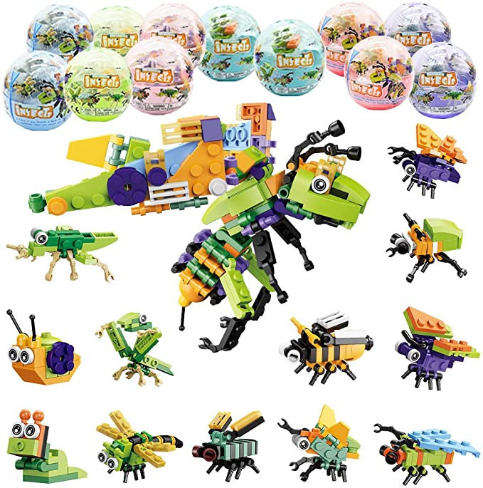 12 PCS Pre Filled Easter Eggs Insect Building Blocks 12 in 1 Mini Building Blocks Toys for Kids E... | Amazon (US)