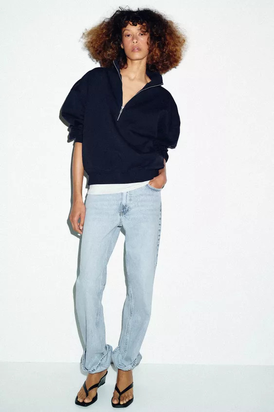 OVERSIZE ZIP-UP SWEATSHIRT | Zara UK