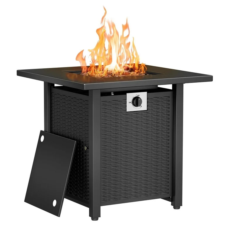 KingChii 28 inch Propane Fire Pit with Lid and Lava Rock, 50,000 BTU Steel Gas Fire Pit Table for... | Walmart (US)