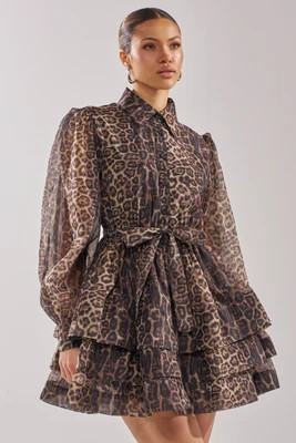 AKIRA Chicest Of Chic Leopard Print Mini Dress | Size Small | AKIRA