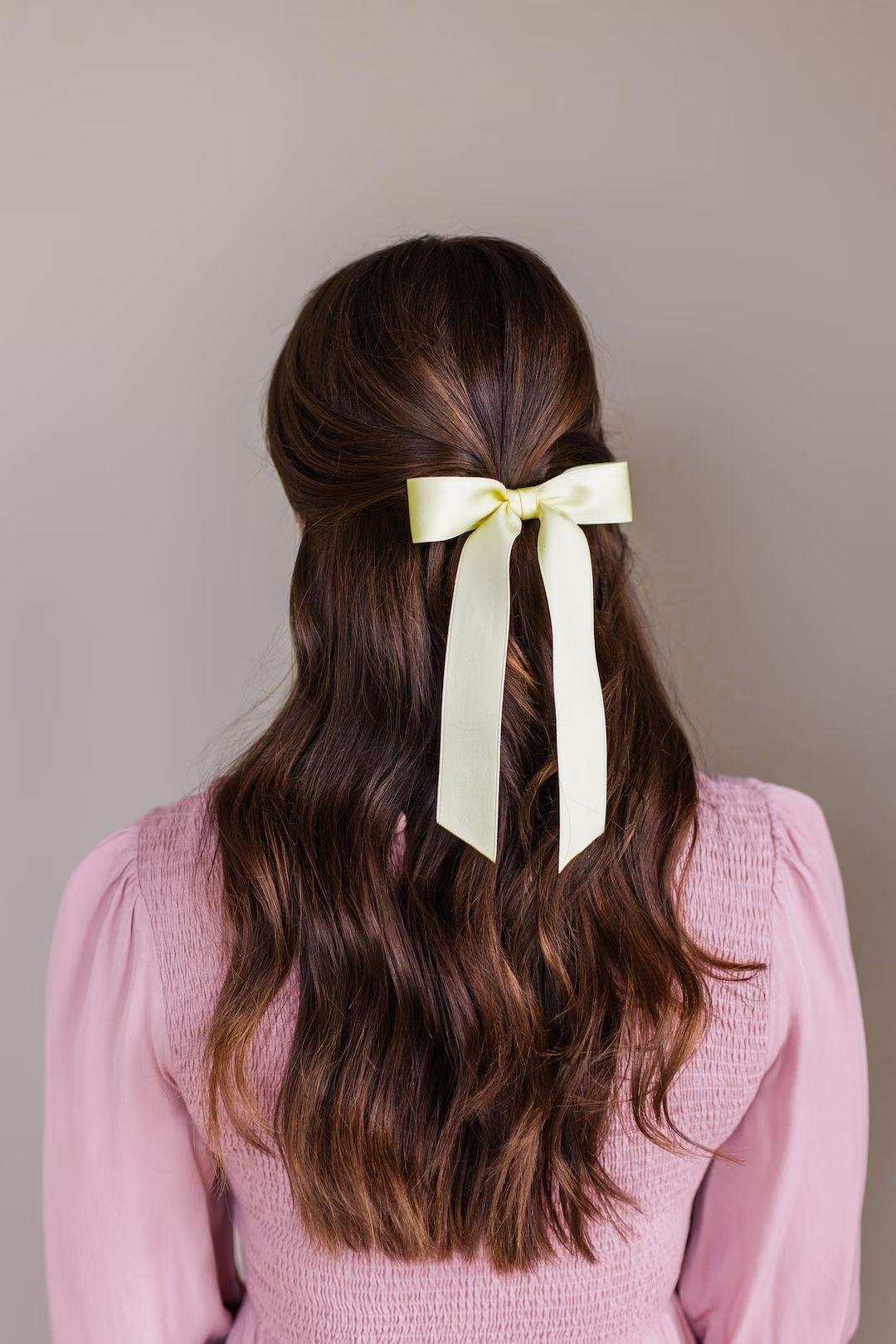Yellow Satin Ribbon Hair Bow Barrette, Bow Clip Grace & Grandeur Florence Satin Bow - Etsy | Etsy (US)