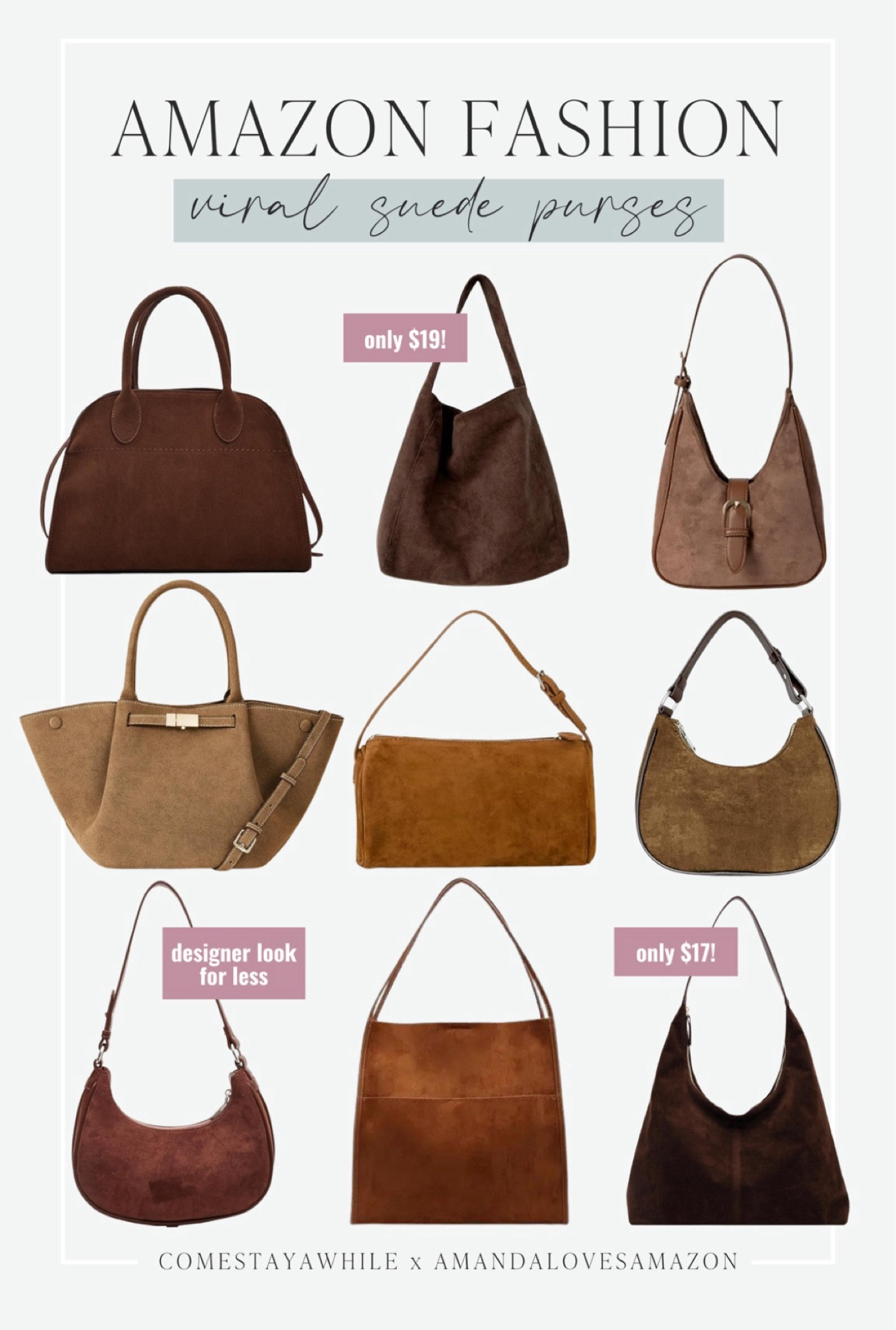 The cutest viral suede purses from @amazon! I’m obsessed with these designer looks for less! 👜🤩

Amanda Vernaci, come stay awhile, Amazon fashion, Amazon viral suede purses, affordable finds, designer looks for less  #LTKFallSale

#LTKItBag #LTKStyleTip #LTKSaleAlert