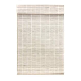 Radiance Farmhouse Cut-to-Size White Cordless Light-Filtering Matchstick Bamboo Roman Shade Windo... | The Home Depot