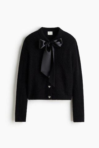 H & M - Bow-Detail Cardigan - Black | H&M (US + CA)