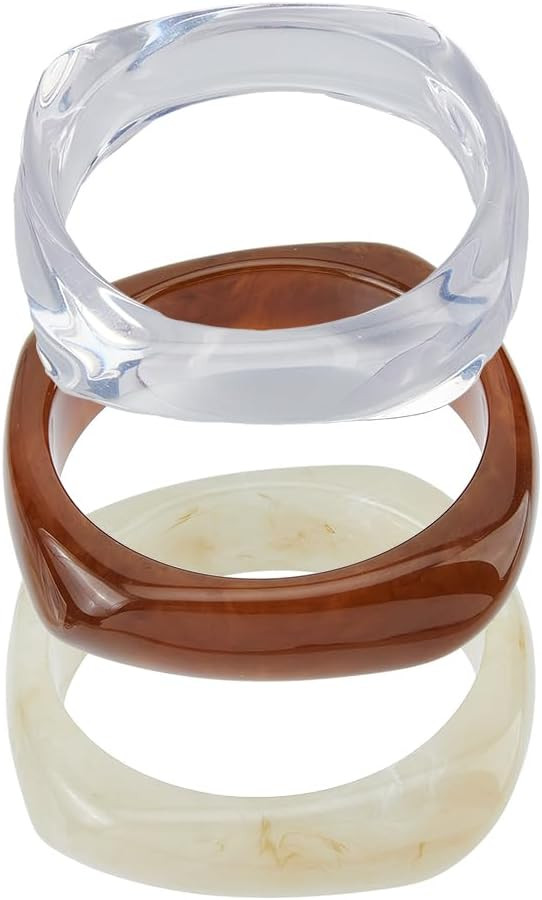 UNICRAFTALE 3 Colors 3 Style 6.8cm Acrylic Resin Bangle Retro Wide Geometric Bracelet Fashion Wra... | Amazon (UK)