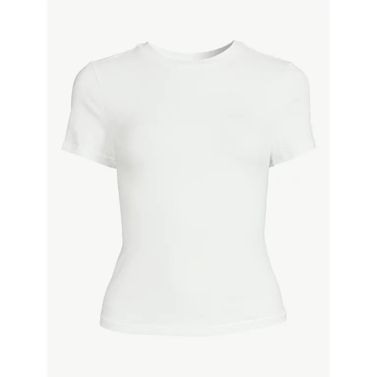 Scoop Women's Stretch Cotton Fitted Baby Tee with Short Sleeves, Sizes XS-XXL | Walmart (US)