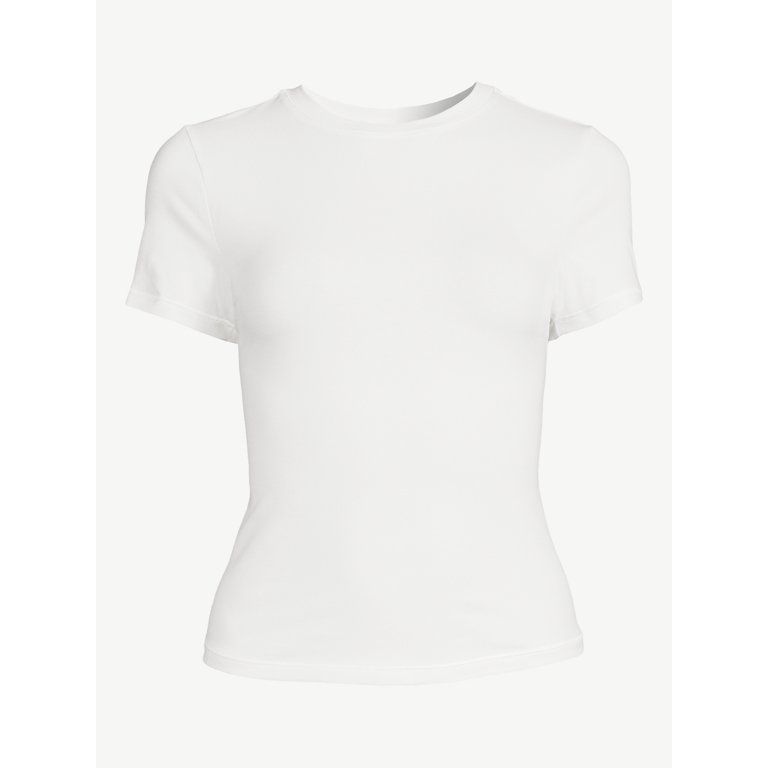 Scoop Women's Stretch Cotton Fitted Baby Tee with Short Sleeves, Sizes XS-XXL - Walmart.com | Walmart (US)