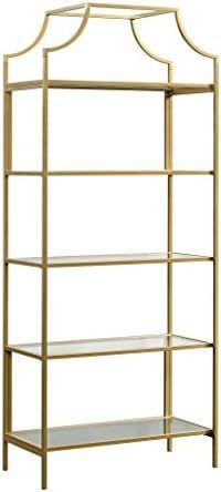 Sauder 421434 International Lux Bookcase, L: 30.0" x W: 14.49" x H: 70.87", Satin Gold Finish | Amazon (US)