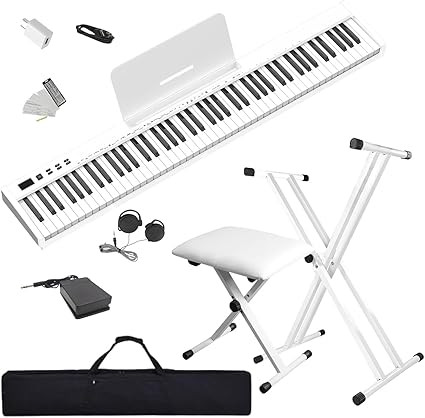 NikoMaku Piano Keyboard 88 Keys with Bench and Stand, Semi weighted Portable Digital Piano for Be... | Amazon (US)