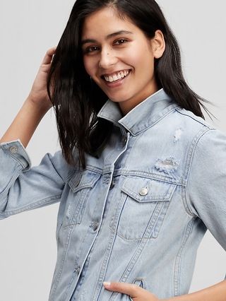 Distressed Icon Denim Jacket With Washwell | Gap Factory