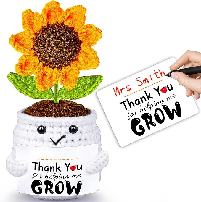 Easter Teacher Appreciation Gifts, National Teacher's Day Gifts Handmade Crochet Sunflower Doll, ... | Amazon (US)