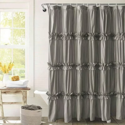 Farmhouse Ruffle Shower Curtain Vintage Ruffled Fabric Gray Decorative Elegant Bathroom Curtain 72x72 Inch Gray standard | Target