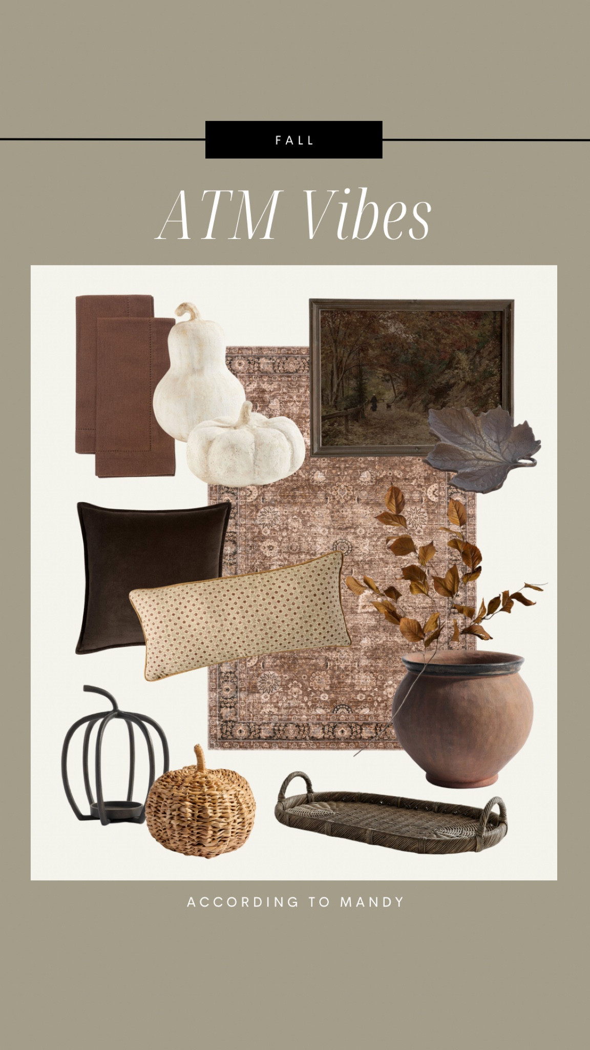 ATM Vibes - Fall!

fall home decor, fall home finds, fall favorites, magnolia home, fall rug, mcgee & co, at home, pottery barn fall, etsy art, etsy finds, vase 

#LTKSeasonal #LTKStyleTip #LTKHome