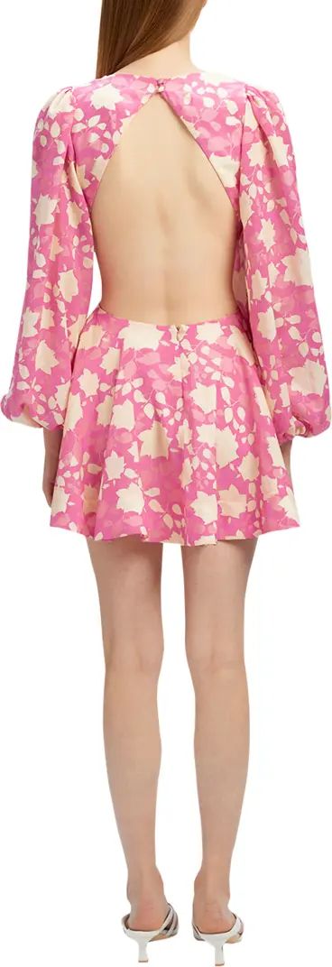 Nada Floral Open Back Long Sleeve Minidress | Nordstrom