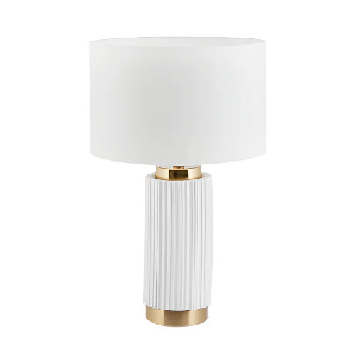 Kirsty Textured Ceramic & Metal Table Lamp - White & Gold | Olivia's