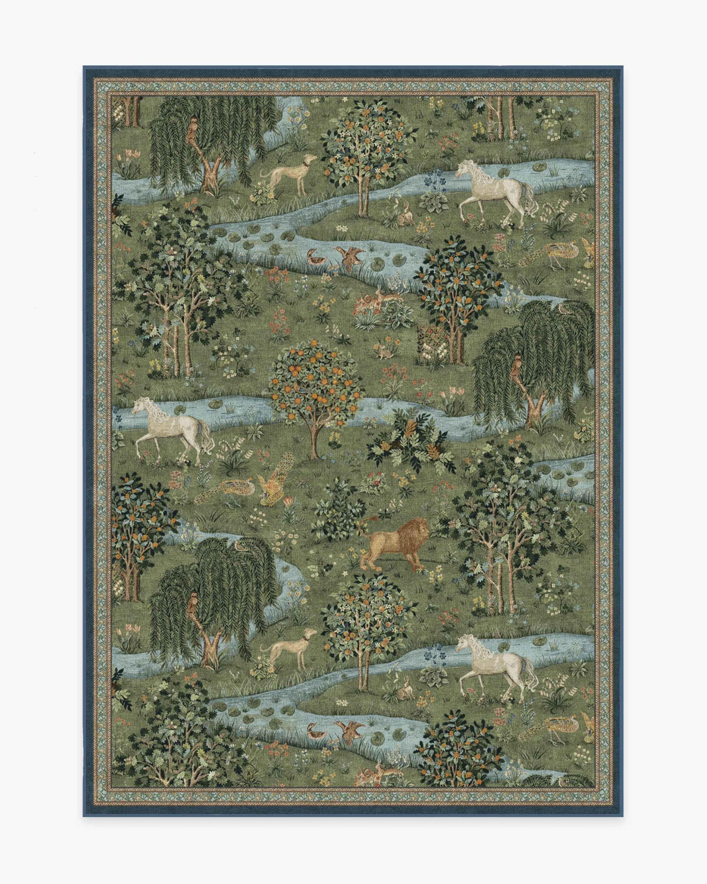 Morris & Co. Owl & Willow Green Rug | Ruggable | Ruggable