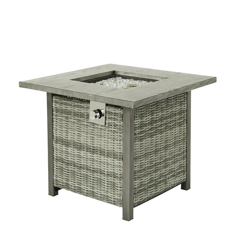 Better Homes & Gardens 30” Square Wicker Gas Fire Pit with Cover | Walmart (US)