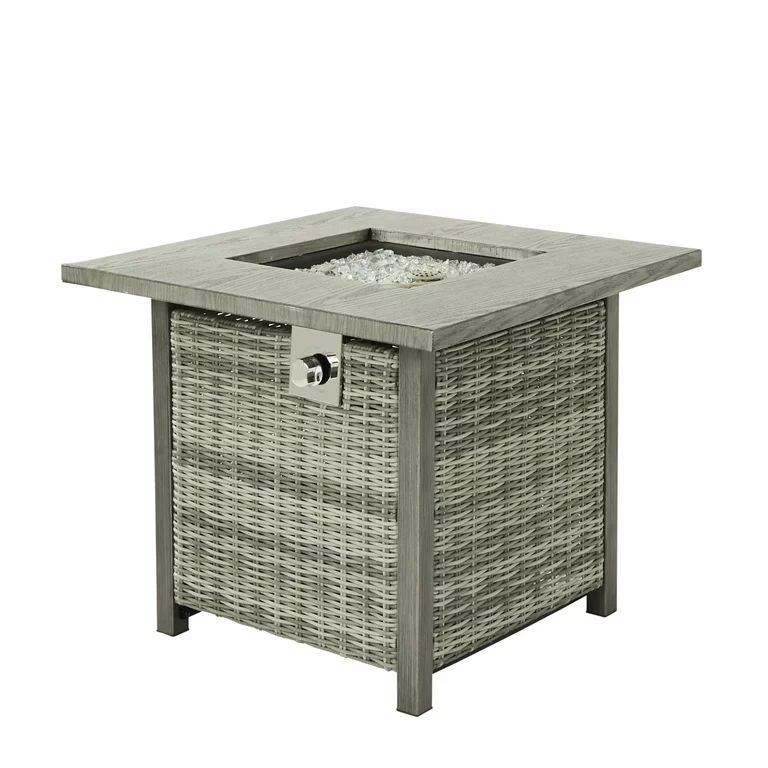 Better Homes & Gardens 30” Square Wicker 50,000 BTU Propane Gas Fire Pit Table with Lava Rocks,... | Walmart (US)