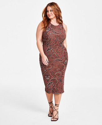 Nina Parker Trendy Plus Size Printed Mesh Midi Dress, Created for Macy's - Macy's | Macy's