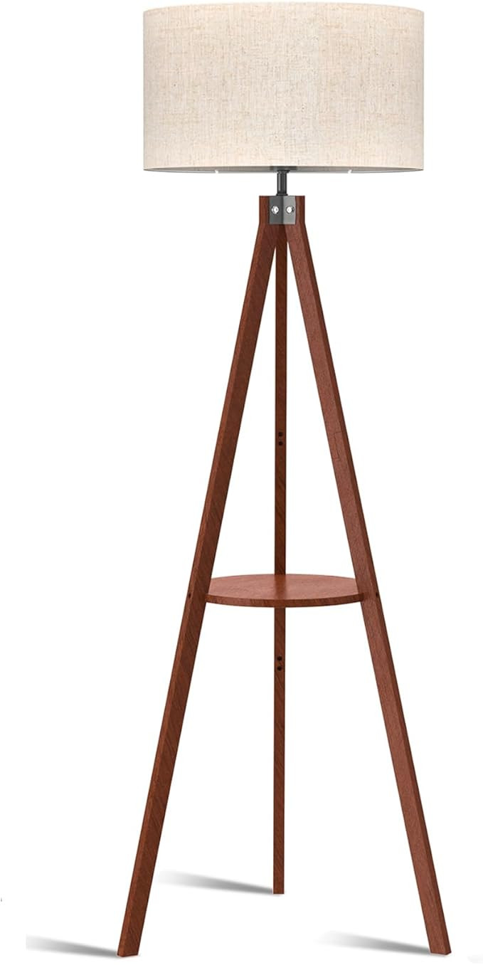 LEPOWER Tripod Floor Lamp, Mid Century Wood Standing Lamp, Modern Design Shelf Floor Lamp for Liv... | Amazon (US)
